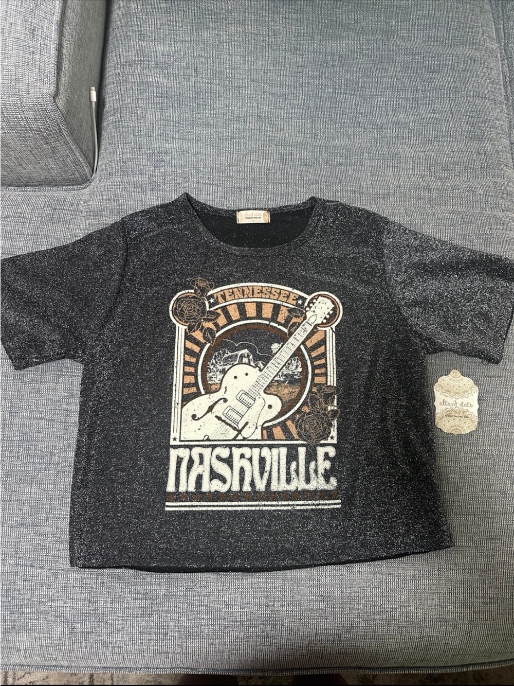 Altar’d State Nashville Graphic Tee - Black Glitter